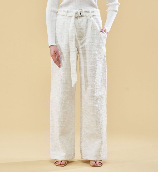 DES PRES「ウィンドウペンストレッチデニム ベルテッドパンツ」|デニム|