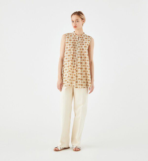 SOULEIADO「コットンボイルプリント ノースリーブブラウス」|シャツ・ブラウス|