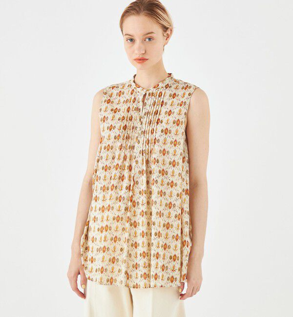 SOULEIADO「コットンボイルプリント ノースリーブブラウス」|シャツ・ブラウス|