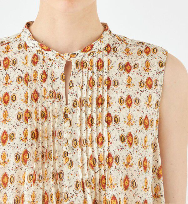 SOULEIADO「コットンボイルプリント ノースリーブブラウス」|シャツ・ブラウス|