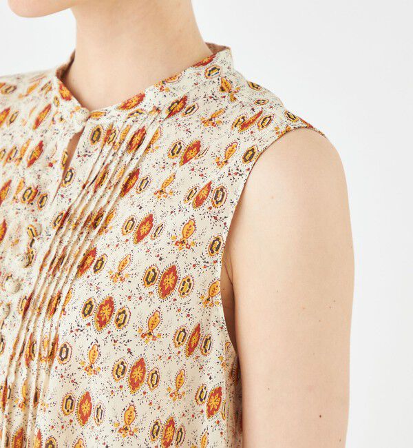 SOULEIADO「コットンボイルプリント ノースリーブブラウス」|シャツ・ブラウス|