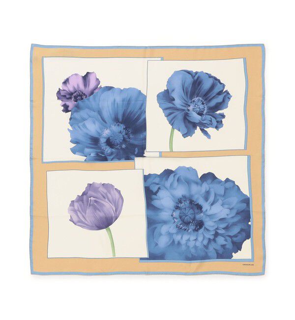 TOMORROWLAND GOODS「TOMORROWLAND FLAME FLOWER シルクスカーフ」|バンダナ・スカーフ|64 ブルー系