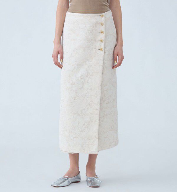 SOULEIADO「ボタニカルジャカード ラップナロースカート」|スカート|