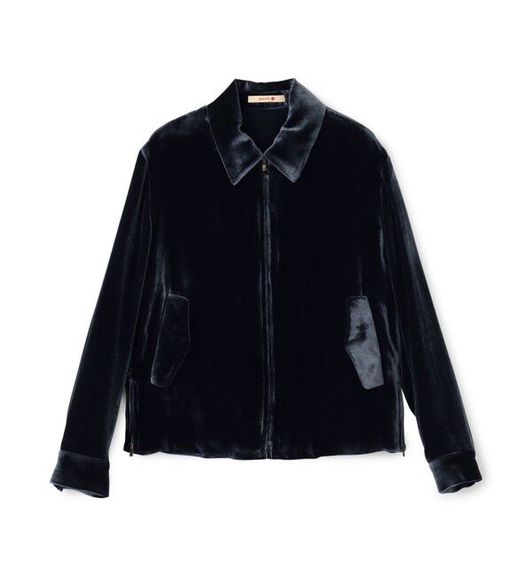 BACCA「レーヨンシルクベルベット ジップアップブルゾン」|ブルゾン・スタジャン|67 ダークブルー