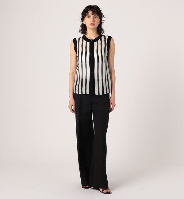 DES PRES「コットンシルクローンストライプ スリーブレスジレ」|シャツ・ブラウス|