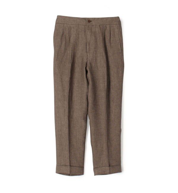 TOMORROWLAND MENS「リネン バックベルト ペグトップスラックス SOLBIATI」|スラックス|47 ブラウン