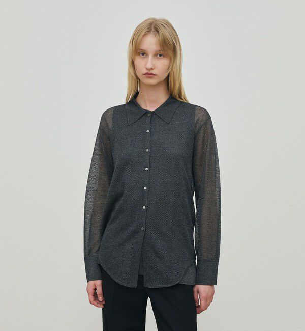 DES PRES「レーヨンポリエステルシアーニット レギュラーカラーシャツ」|ニット・セーター|