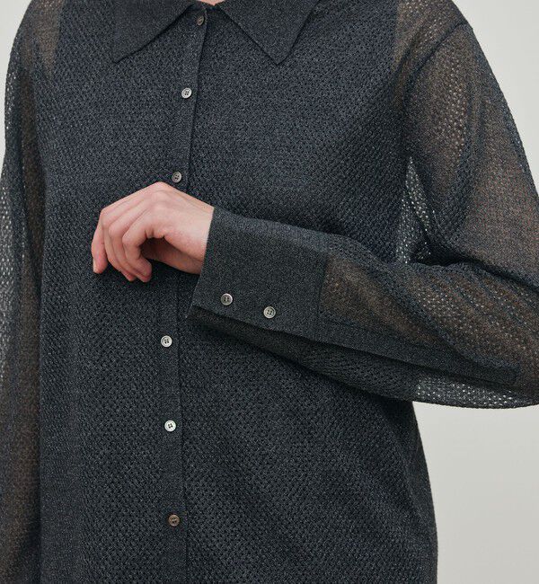 DES PRES「レーヨンポリエステルシアーニット レギュラーカラーシャツ」|ニット・セーター|