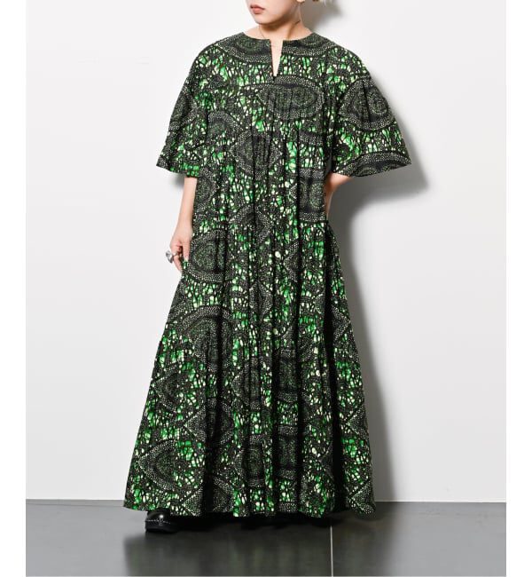  「AFRICAN WAX PRINT DRESS：ワンピース」|ワンピース|カーキ