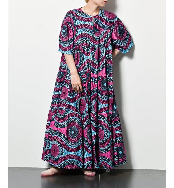  「AFRICAN WAX PRINT DRESS：ワンピース」|ワンピース|ピンク