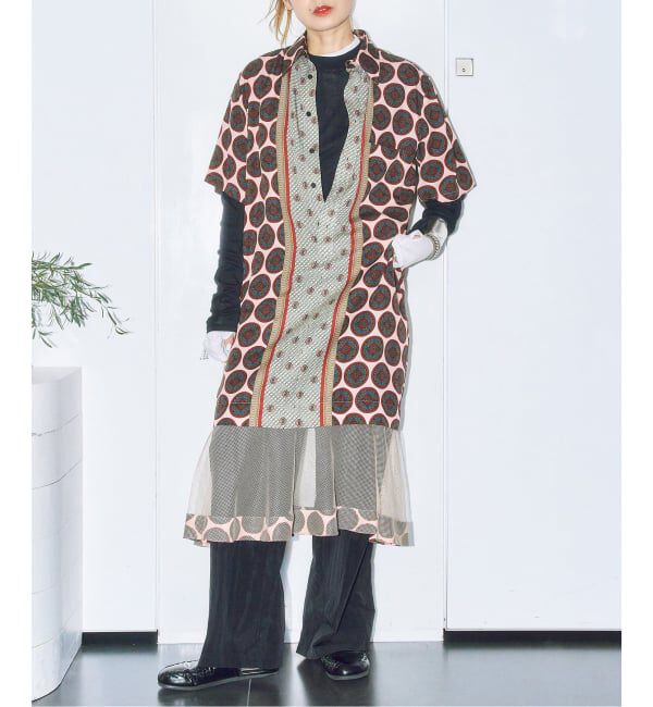  「TOGA PULLA INNER PRINT DRESS TZ261-FH963：ワンピース」|ワンピース|ピンク