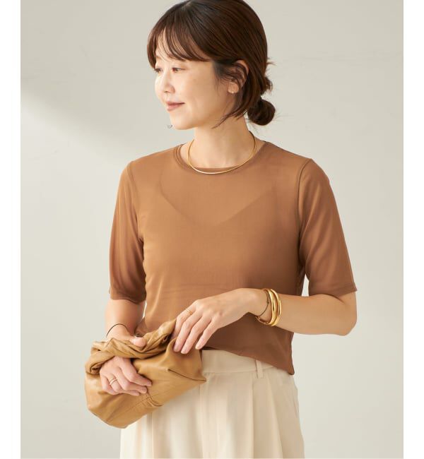 Plage「sheer mesh TEE」|Tシャツ・カットソー|キャメル
