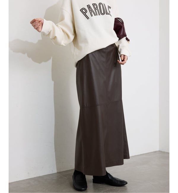 SLOBE IENA「フェイクレザーフレアスカート」|スカート|