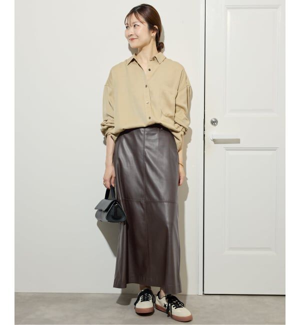 SLOBE IENA「フェイクレザーフレアスカート」|スカート|