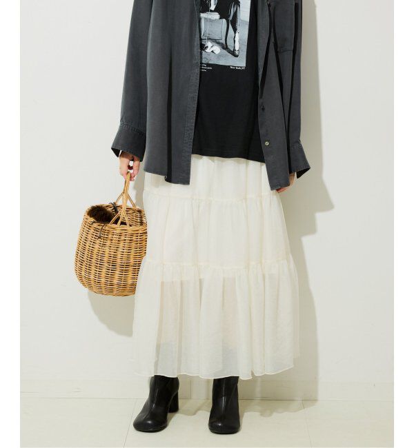 SLOBE IENA「シアーオーガンジーティアードスカート」|スカート|
