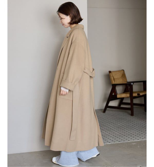 SLOBE IENA「souple wool ダブルフェイスロングコート」|チェスターコート|