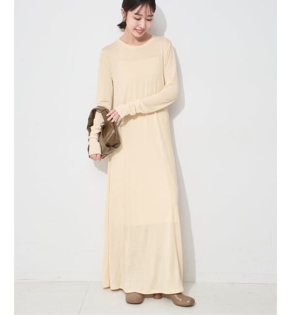 SLOBE IENA「ウール混ジャージーフレアワンピース」|ワンピース|ナチュラル