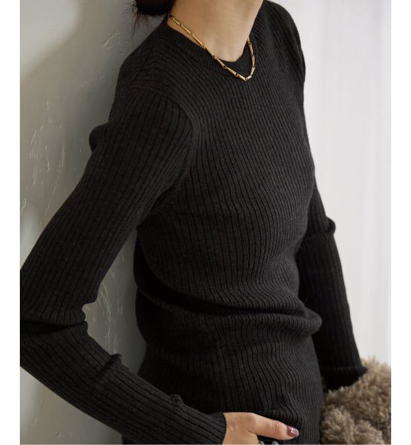 IENA「EXメリノリブ クルーネックプルオーバー」|ニット・セーター|