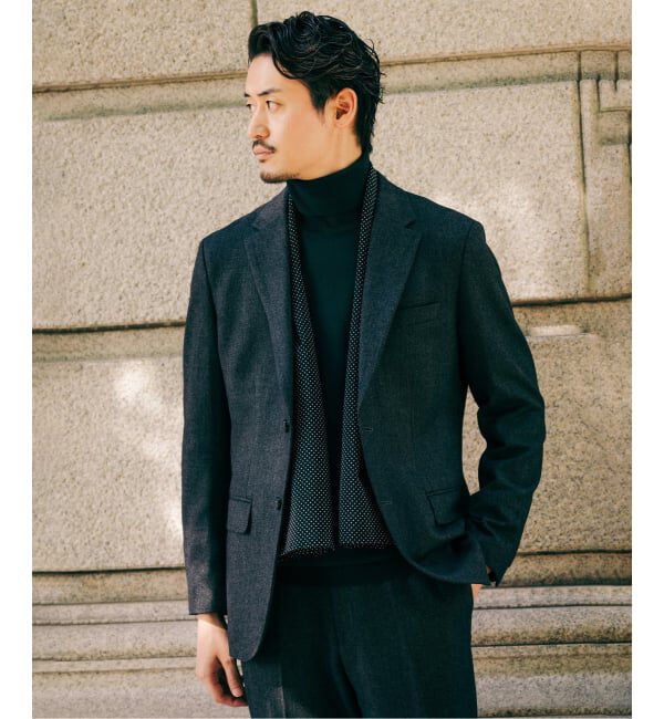 EDIFICE「トップ ツイード 2ボタン ジャケット【セットアップ着用可能】」|テーラードジャケット|グレー