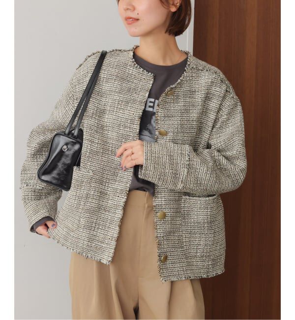 JOURNAL STANDARD relume「《予約》［26SS新作］ノーカラーツイードブルゾン」|ノーカラージャケット|ベージュ