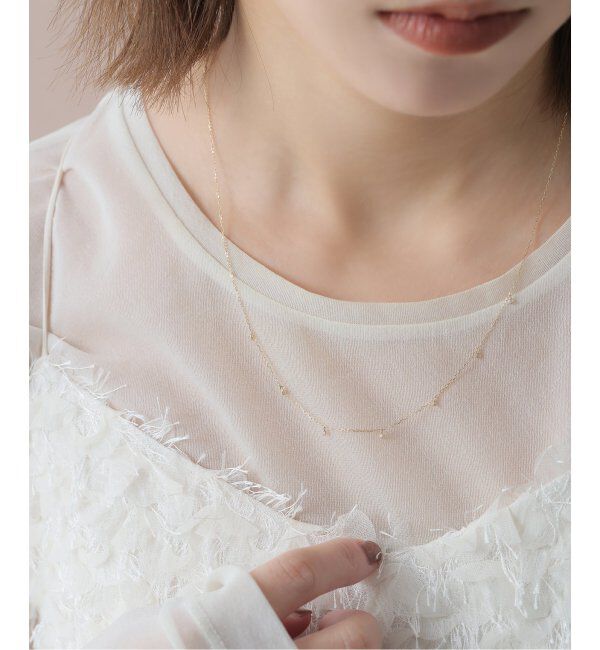 Lilas by Spick&Span「7ダイヤステーション50cmネックレス K10」|ネックレス|ゴールド