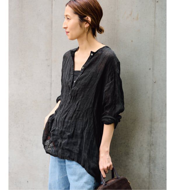 FRAMeWORK「≪追加≫LINENクレープヘンリーネックブラウス 2」|シャツ・ブラウス|