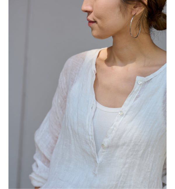 FRAMeWORK「≪追加≫LINENクレープヘンリーネックブラウス 2」|シャツ・ブラウス|