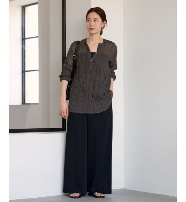 FRAMeWORK「≪追加≫LINENクレープヘンリーネックブラウス 2」|シャツ・ブラウス|