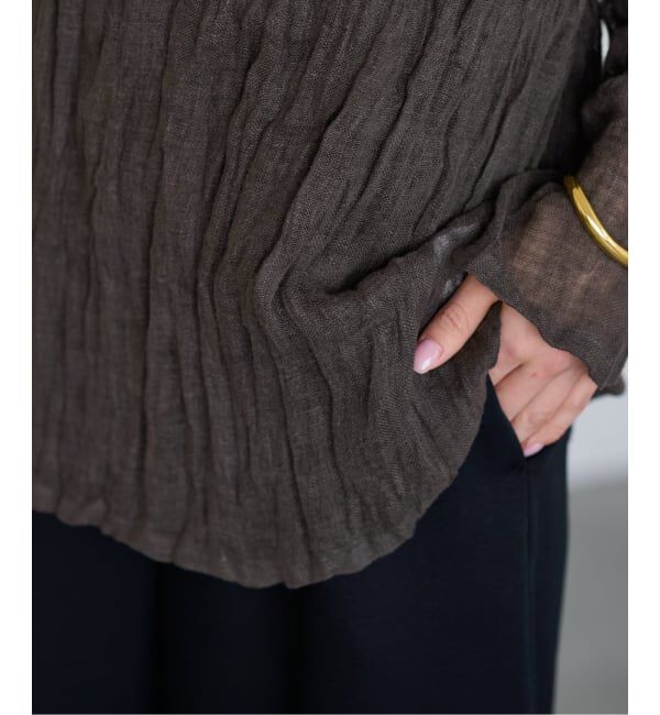 FRAMeWORK「≪追加≫LINENクレープヘンリーネックブラウス 2」|シャツ・ブラウス|