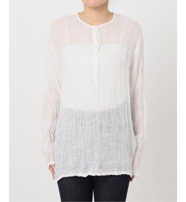 FRAMeWORK「≪追加≫LINENクレープヘンリーネックブラウス 2」|シャツ・ブラウス|