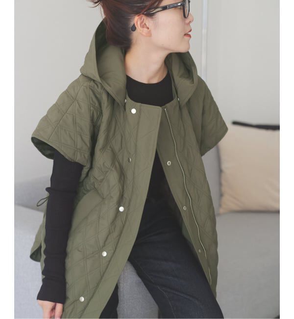 Spick and Span「TICCA / ティッカ リバーシブルキルティングポンチョ」|その他|カーキ