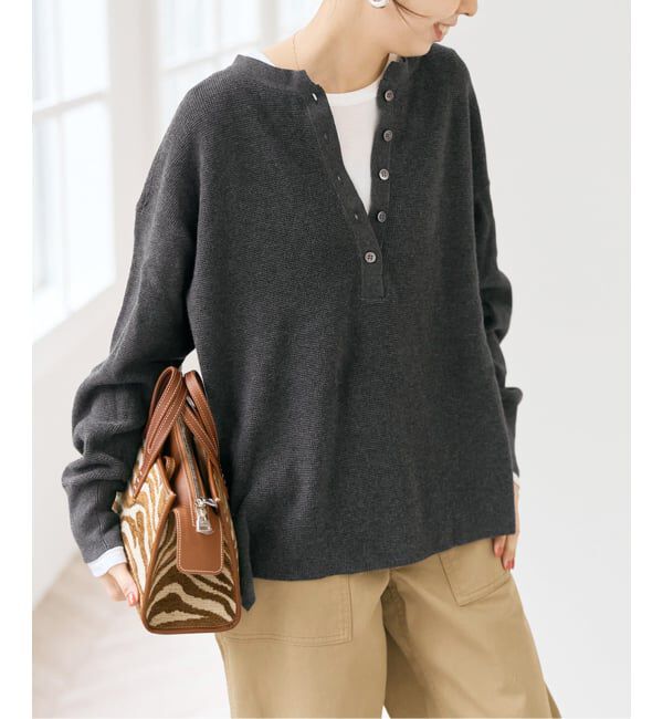 Spick and Span「前後2WAYワッフルプルオーバー」|ニット・セーター|グレーA