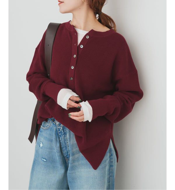 Spick and Span「前後2WAYワッフルプルオーバー」|ニット・セーター|ボルドー