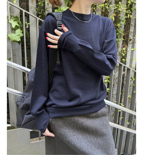 Spick and Span「《WEB限定 / 追加3》18G クルーネックプルオーバー」|ニット・セーター|ネイビー