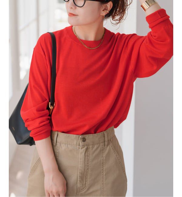 Spick and Span「《WEB限定 / 追加3》18G クルーネックプルオーバー」|ニット・セーター|レッド