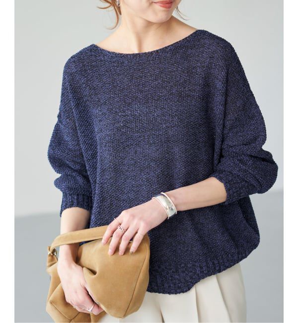 Spick and Span「《WEB限定カラー有り / 追加予約》ペーパーヤーン2WAYルーズプルオーバー」|ニット・セーター|ネイビー