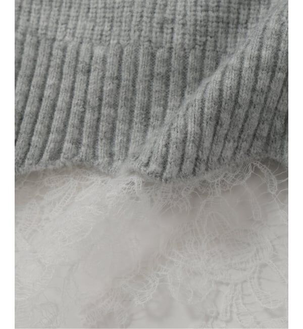  「【洗える】オフネックレースニット」|ニット・セーター|