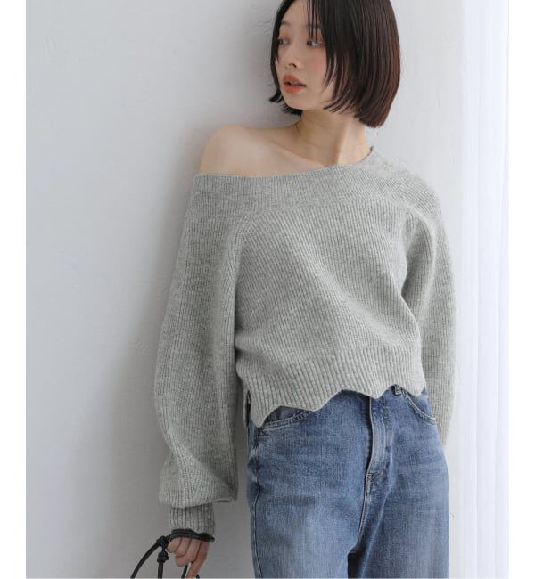  「【洗える】オフネックレースニット」|ニット・セーター|