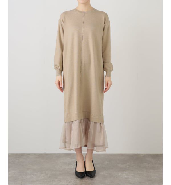  「【洗える】TORRAZZO DONNA/トラッゾドンナ ニット&times;チュール ワンピース」|ワンピース|