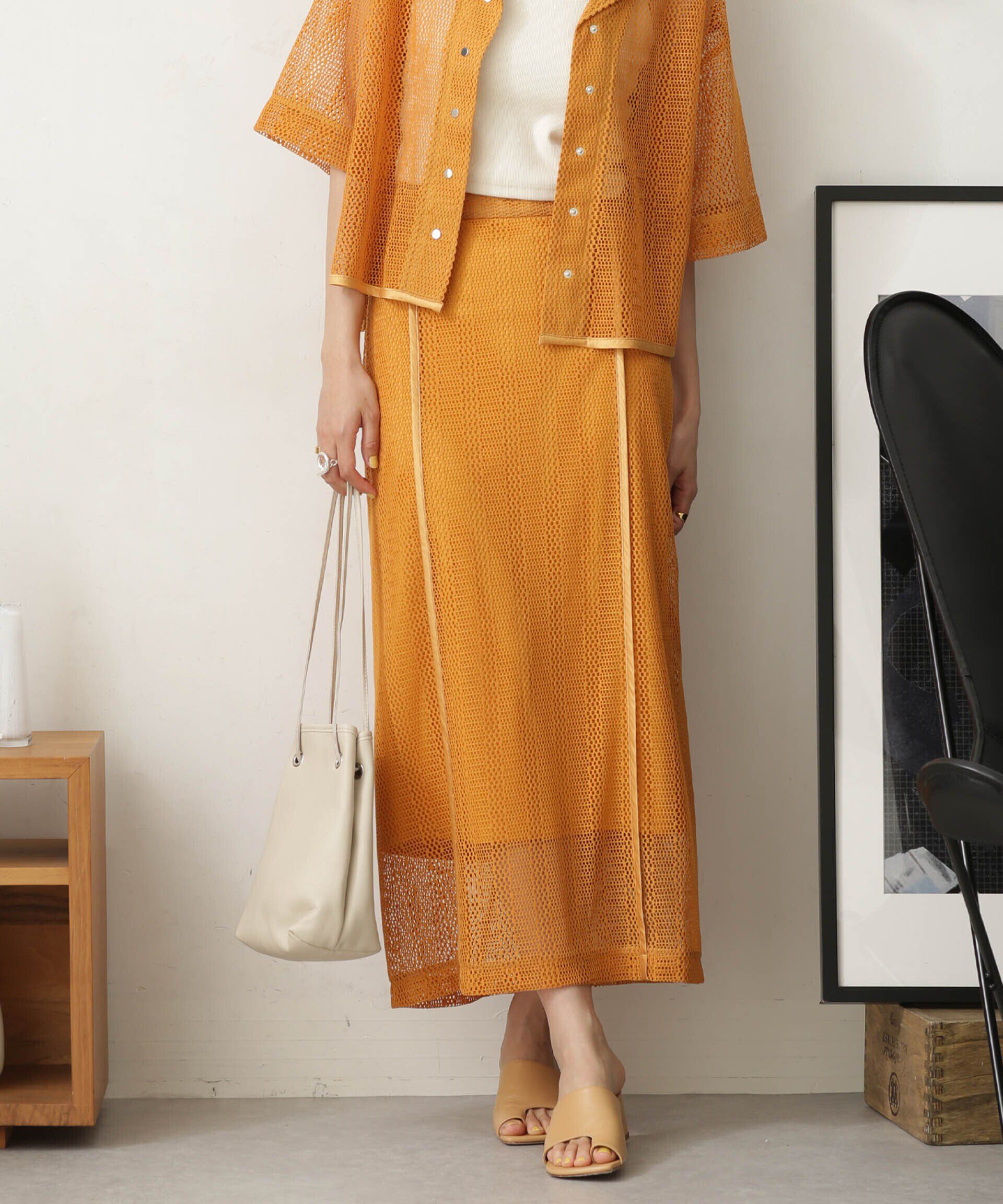 nano･universe「LB.03/ラッセルレースIラインスカート(セットアップ可)」|スカート|イエロー