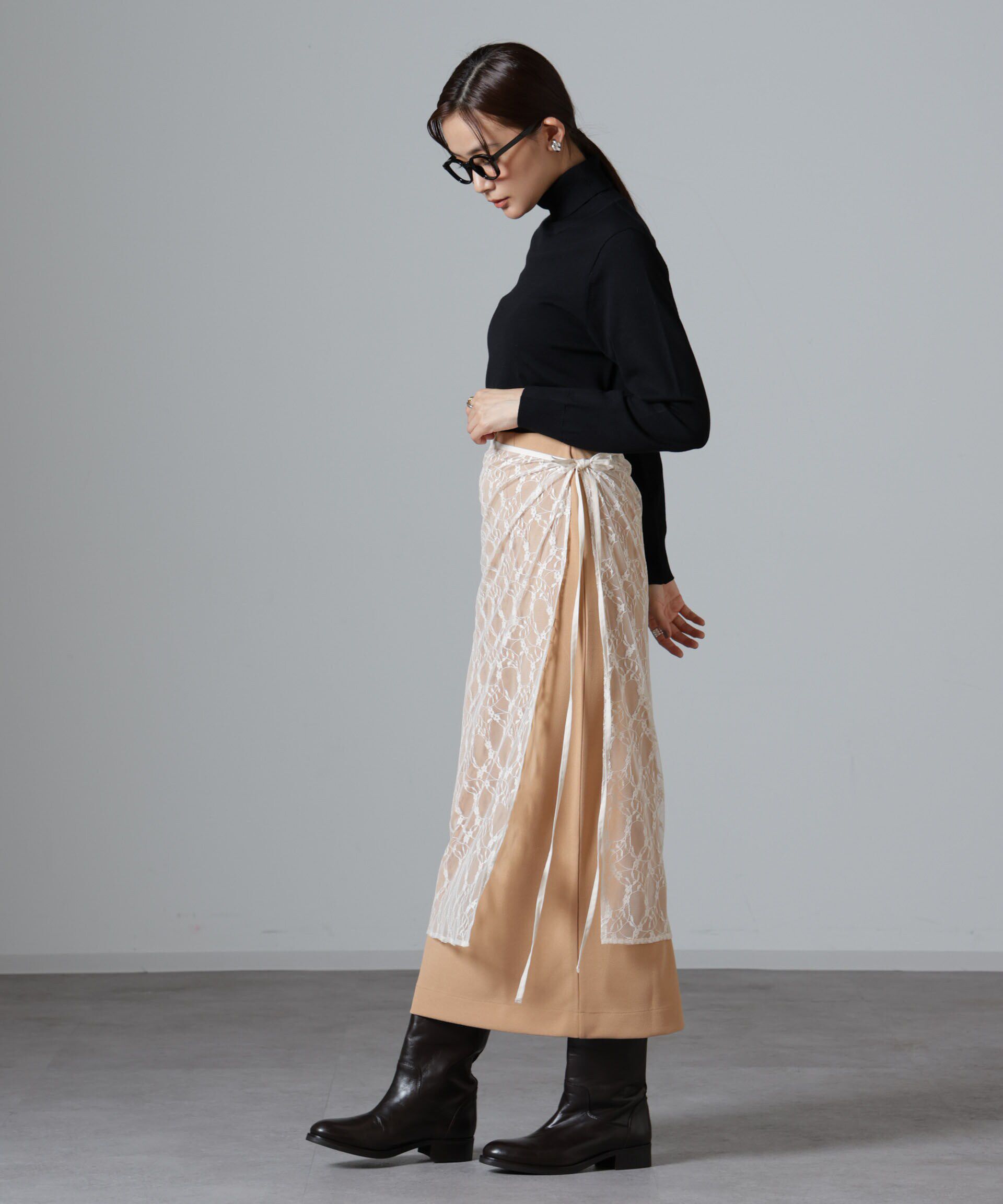 nano･universe「レースエプロンセットスカート」|スカート|