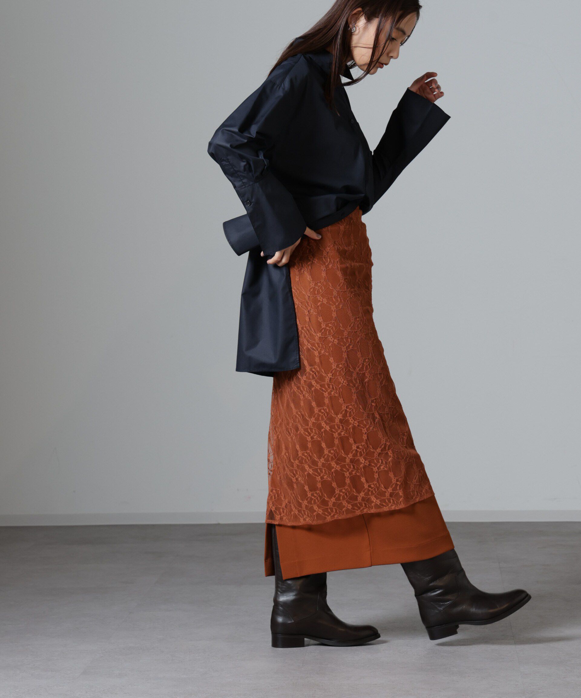 nano･universe「レースエプロンセットスカート」|スカート|