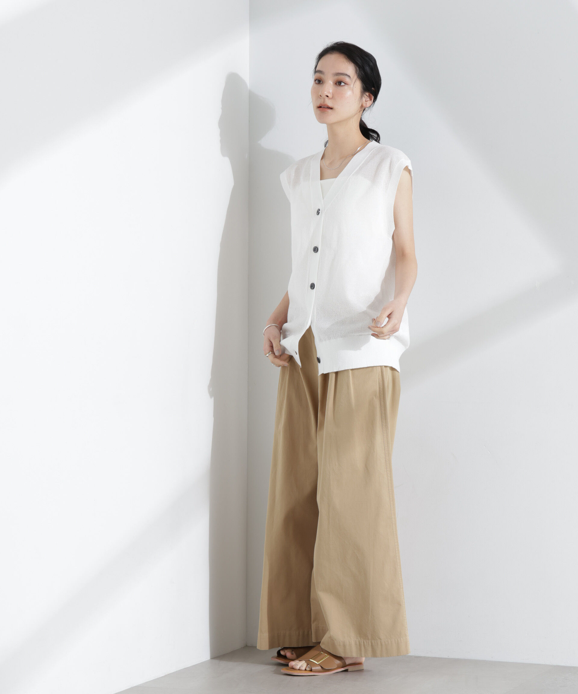 nano･universe「シアーミラノリブニットベスト」|ニット・セーター|