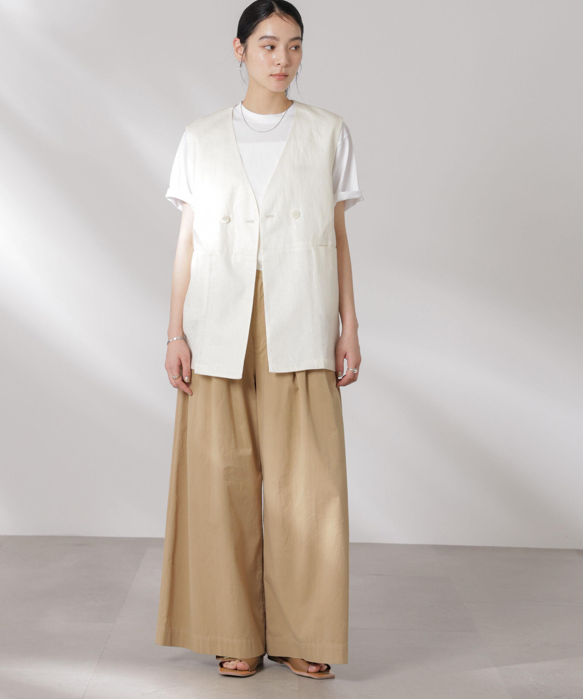 nano･universe「ヨーロピアンフラックス スリットポケットジレ（セットアップ可）」|テーラードジャケット|