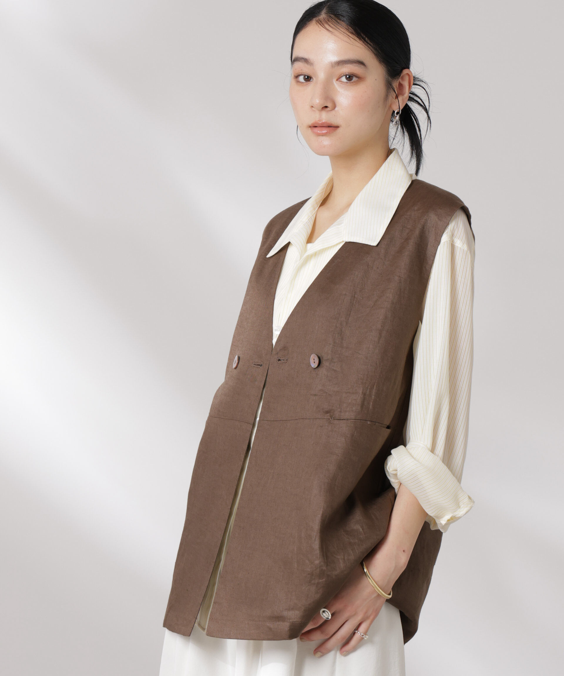 nano･universe「ヨーロピアンフラックス スリットポケットジレ（セットアップ可）」|テーラードジャケット|