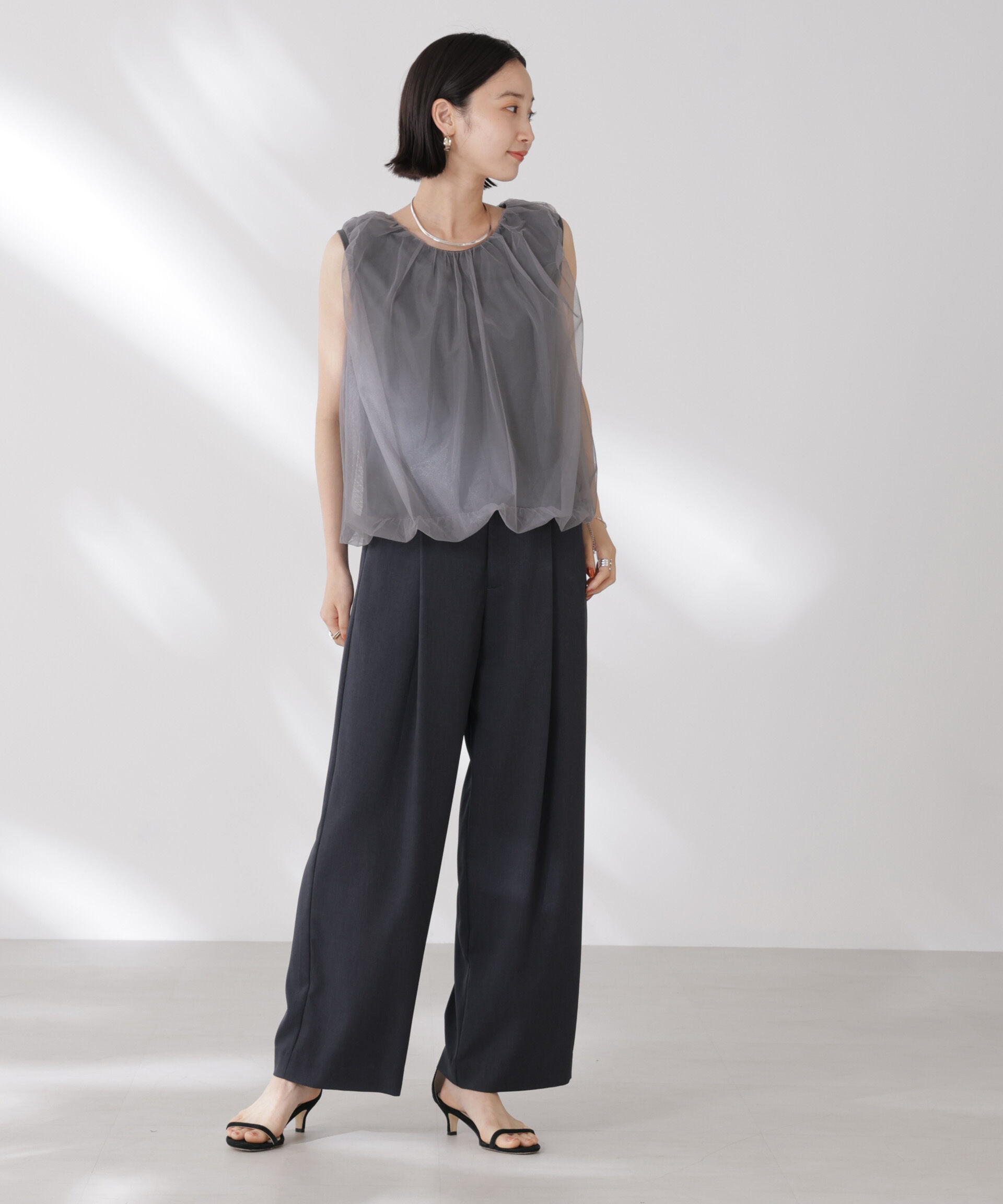 nano･universe「チュールレイヤードコクーンシルエットトップス」|Tシャツ・カットソー|