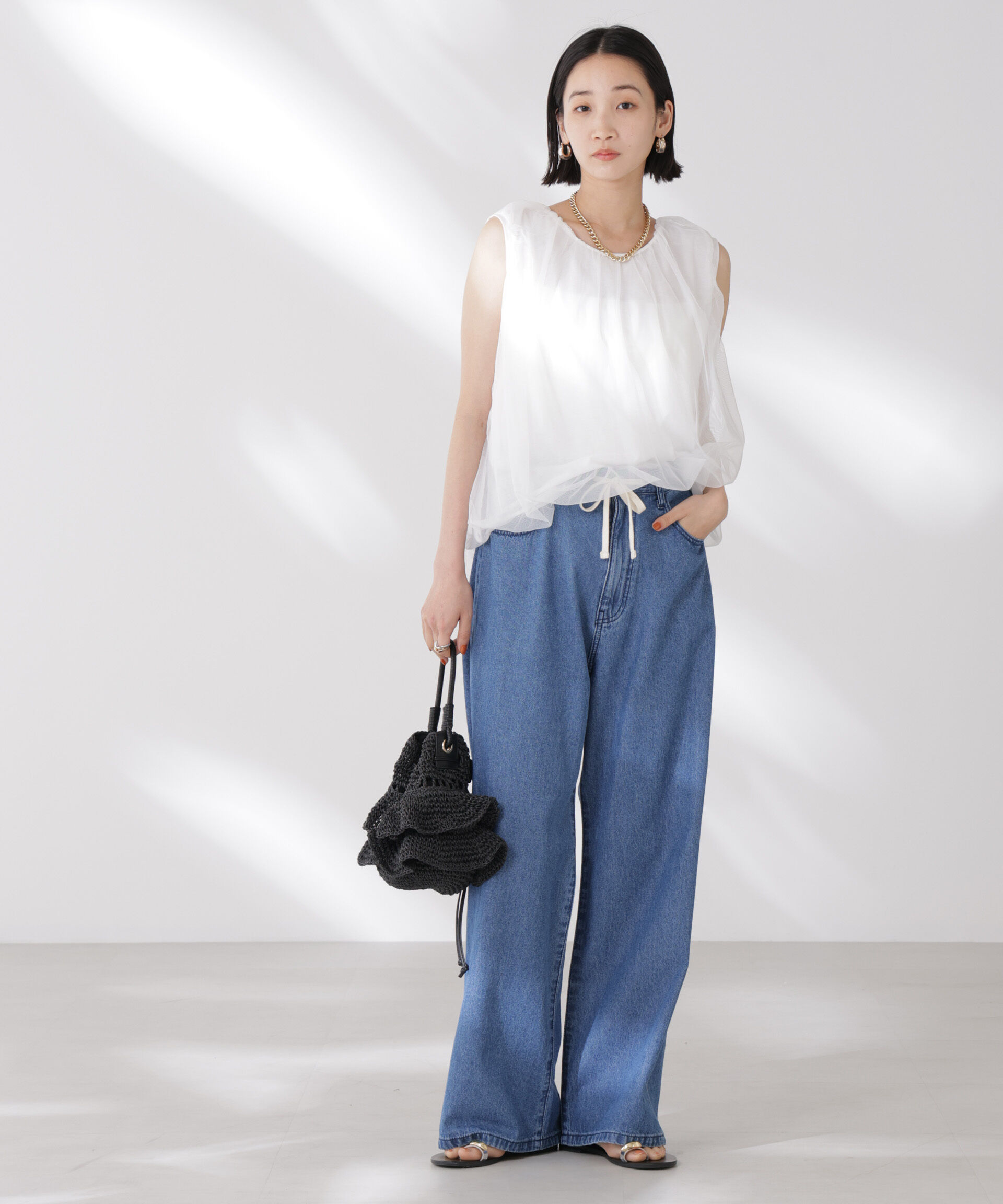 nano･universe「チュールレイヤードコクーンシルエットトップス」|Tシャツ・カットソー|