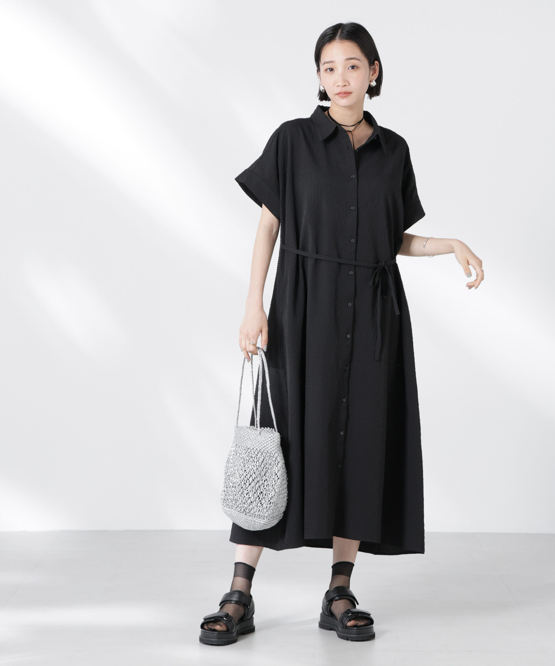 nano･universe「サッカードルマンスリーブシャツワンピース」|ワンピース|