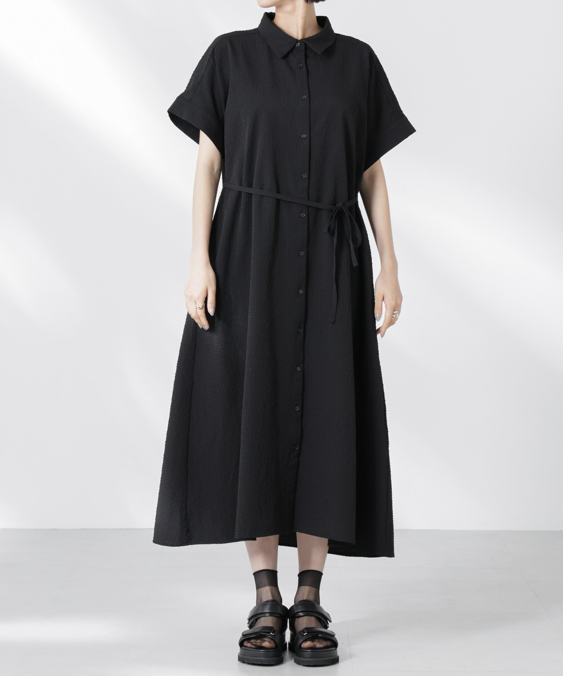 nano･universe「サッカードルマンスリーブシャツワンピース」|ワンピース|