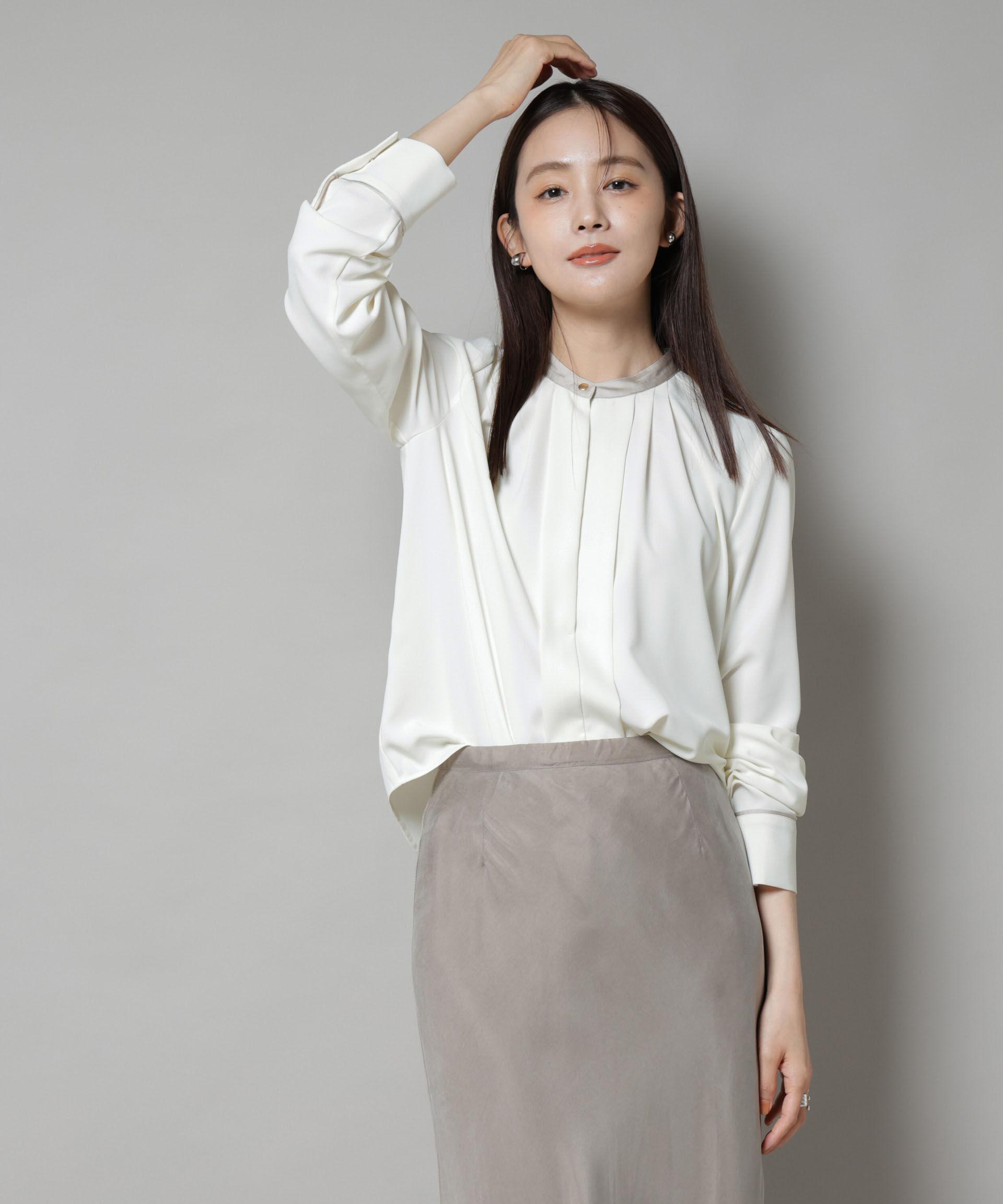 nano･universe「スタンドバイカラータックブラウス」|シャツ・ブラウス|